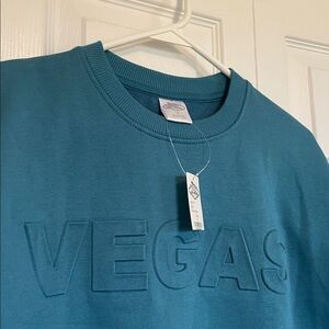 NWT Vegas Teal Crewneck Sweatshirt Sz S unisex